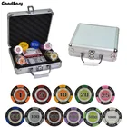 100 шт.компл. 14 г казино покерные чипсы роскошные наборы, чипсы пшеничная Корона покерные чипсы красочные глиняные чипсы Техасский Холдем чипсы + металлическая коробка