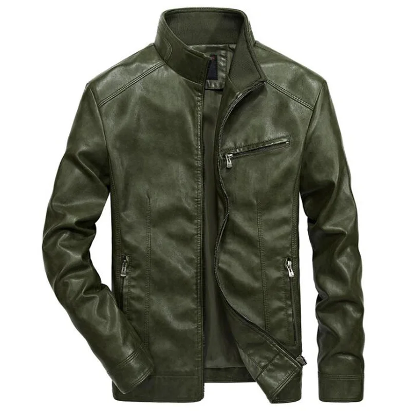 1302 thin green Куртки из искусственной кожи для мужчин Весна Осень Повседневная Молодежная локомотив байкерская куртка из искусственной кожи плюс размер 4XL 5XL jaqueta masculino couro - Цвет: 1302 thin green