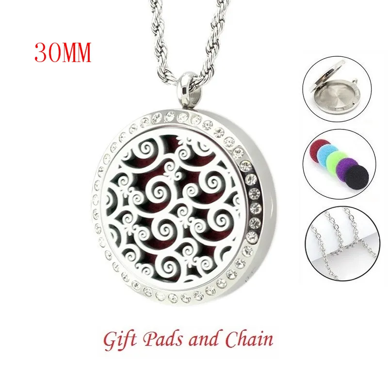 2017 Новый дизайн 30ММ ароматерапия плавающий медальон DIY диффузор ожерелье ароматическое масло духи с цепочкой подушками.