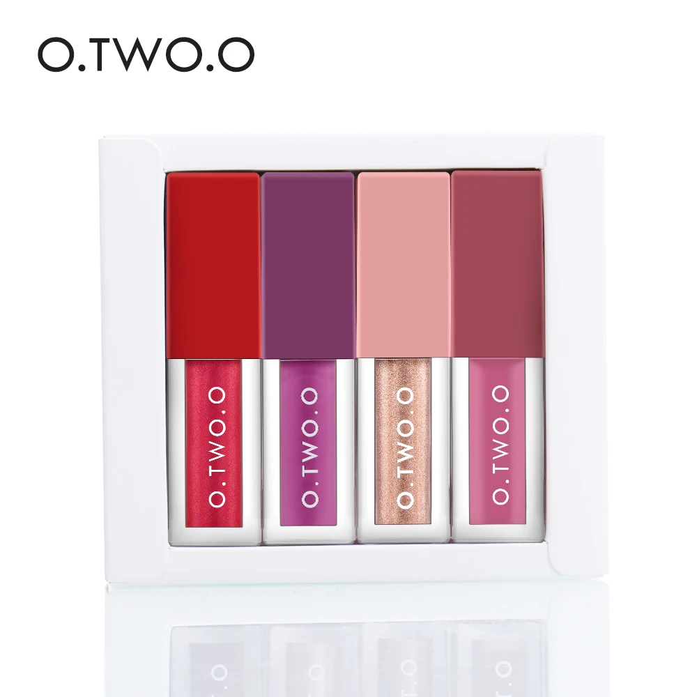 

O.TWO.O New Mini 4 Color/ Set Liquid Lip Gloss Matte Lipstick Waterproof Soft Glossy Flash Moisturizer Hydrating Nutritious 9118