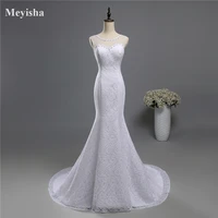 zj9141 lace white ivory round neck mermaid fishtail 2021 wedding dresses for brides plus size maxi formal customer made train