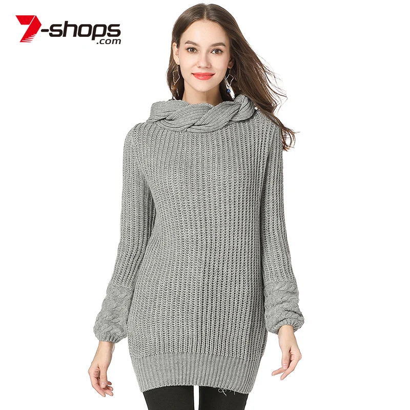 Женский свитер пуловер вязаный облегающий с длинным рукавом и