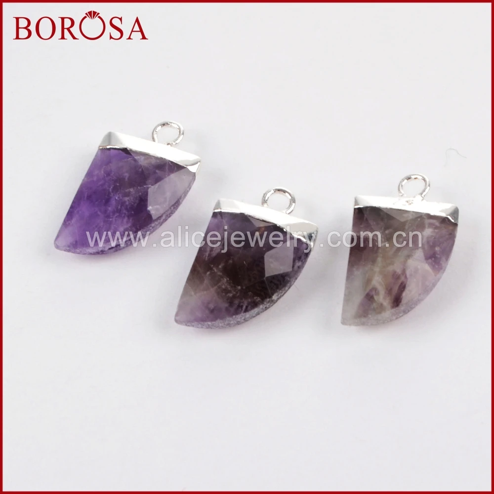 Распродажа BOROSA 10 шт. серебряный цвет чистый 100% натуральный фиолетовый кристалл
