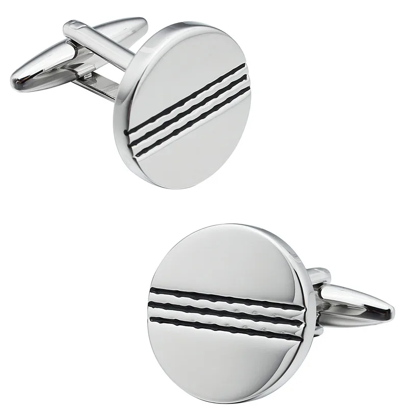 Круглые запонки HAWSON с черной эмалью мужские для французских рубашек простая