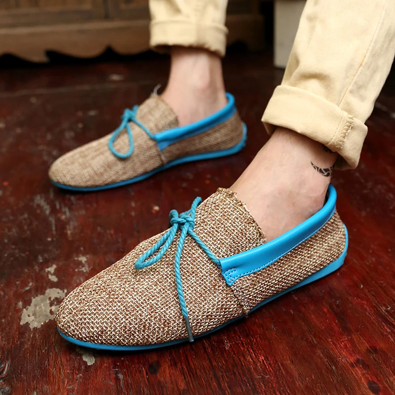 2017 Men Shoes Summer Breathable Fashion Weaving Casual Soft Lace-up Comfort Men's Loafers Driving Mocassins Dropshipping | Обувь