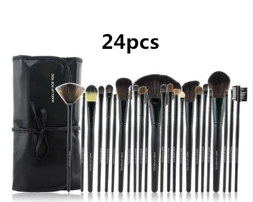 24pcs Pinkiou 32 шт., черные Профессиональные кисти для макияжа, набор косметических кистей, чехол для макияжа, наборы кистей для макияжа, инструмент для ухода за лицом - Handle Color: 24pcs