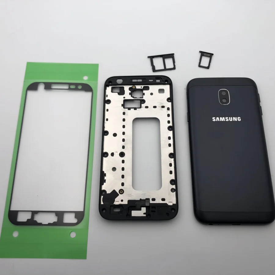 Оригинальная задняя крышка для батарейного отсека для Samsung Galaxy J3 J330 J330F задняя крышка корпуса боковые ключи+ наклейки