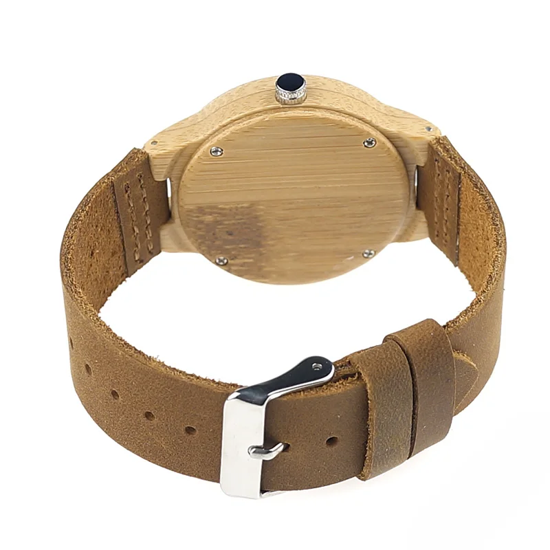 

BOBO BIRD Bamboo Wood Watch for Lovers with Cow Leather Strap Quartz Analog Wooden Wristwatch
