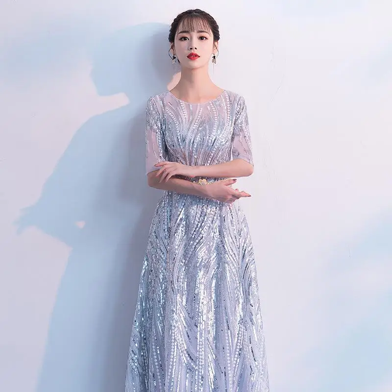 Золотые блестки Cheongsam Мода Тонкий знаменитости блестящие облегающее платье Полная длина сексуальные невесты блестящие вечерние платья макси 3XL - Цвет: Style L