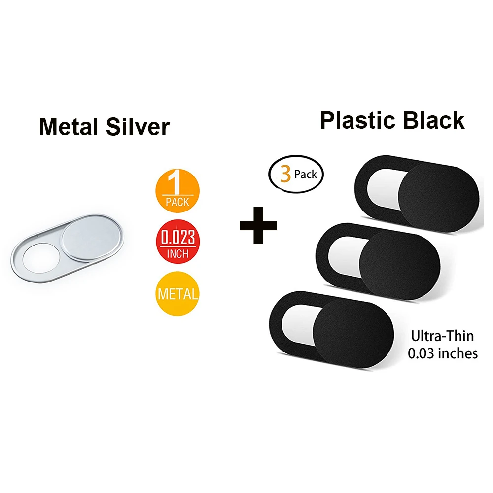 Silver Black Компьютер Камера CoverMetal/Пластик веб-камера крышку и сдвиньте для Mac, Macbook Pro, iMac, ноутбук, surfcase Pro, эхо Show, телефон Камера блок - Цвет: Silver Black