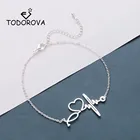 Браслет Todorova из нержавеющей стали для женщин, браслет со стетоскопом и кардиограммой сердцебиения, особый подарок для медсестры, ювелирные изделия для врача