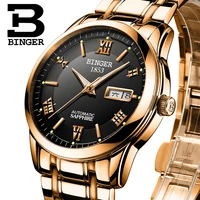 switzerland mens watch luxury brand wristwatches binger luminous automatic mechanical full stainless steel waterproof b 107m 8