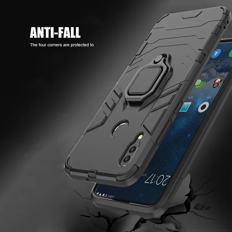 Чехол P Smart 2019 для Huawei армированный чехол с кольцом магнитный автомобильный