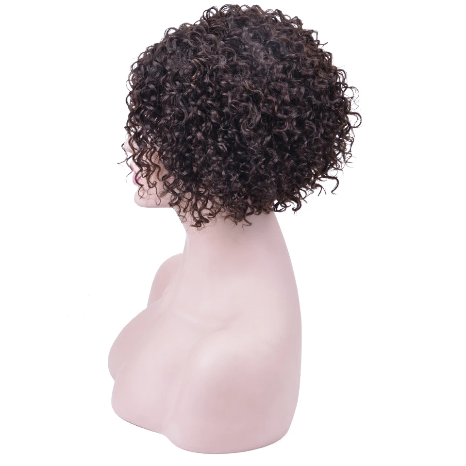 Короткие вьющиеся человеческие волосы парики бразильские Реми для черных женщин