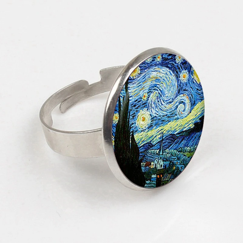 Винтажное кольцо Van gogh серебряное с цепочкой для звездной ночи 2019|Кольца| |