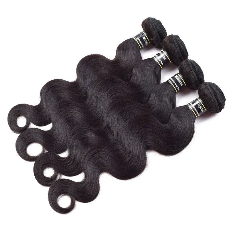 4 связки индийский девы волос волна 100% необработанные человеческие волосы