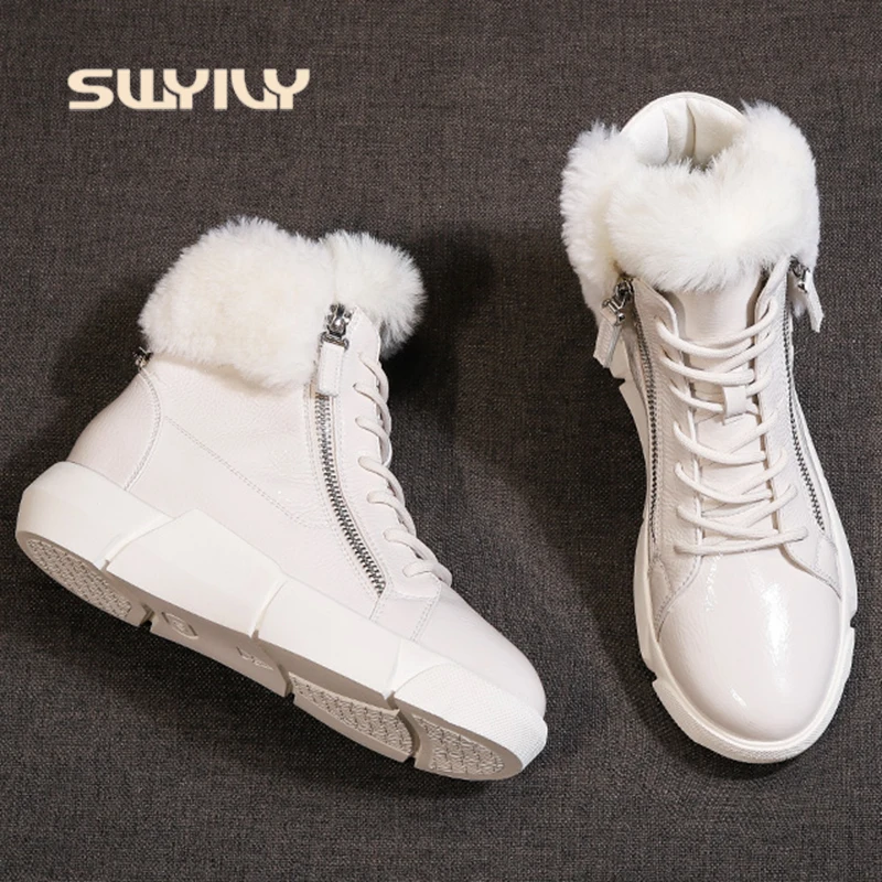 SWYIVY зимние женские короткие ботинки до щиколотки Водонепроницаемый 2019 новые