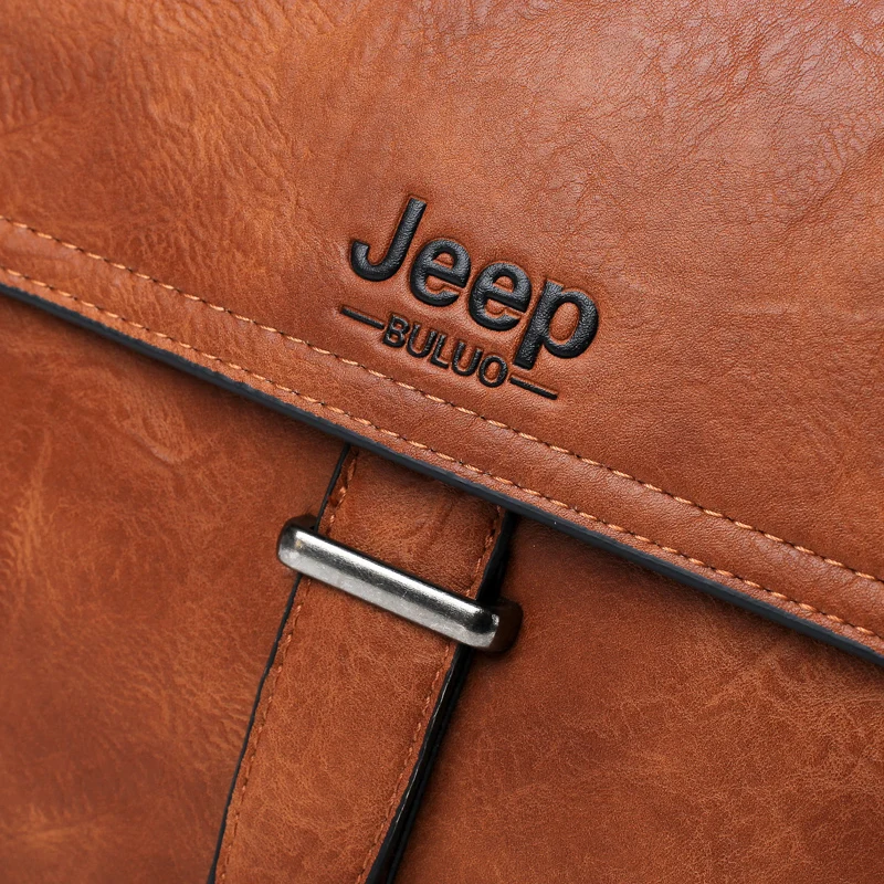 Мужской портфель и кошелек комплект jeep buluo, оранжевый деловой портфель для ноутбука 14", кожаная офисная сумка, для поездок и командировок, сумка на плечевом ремне, все сезоны