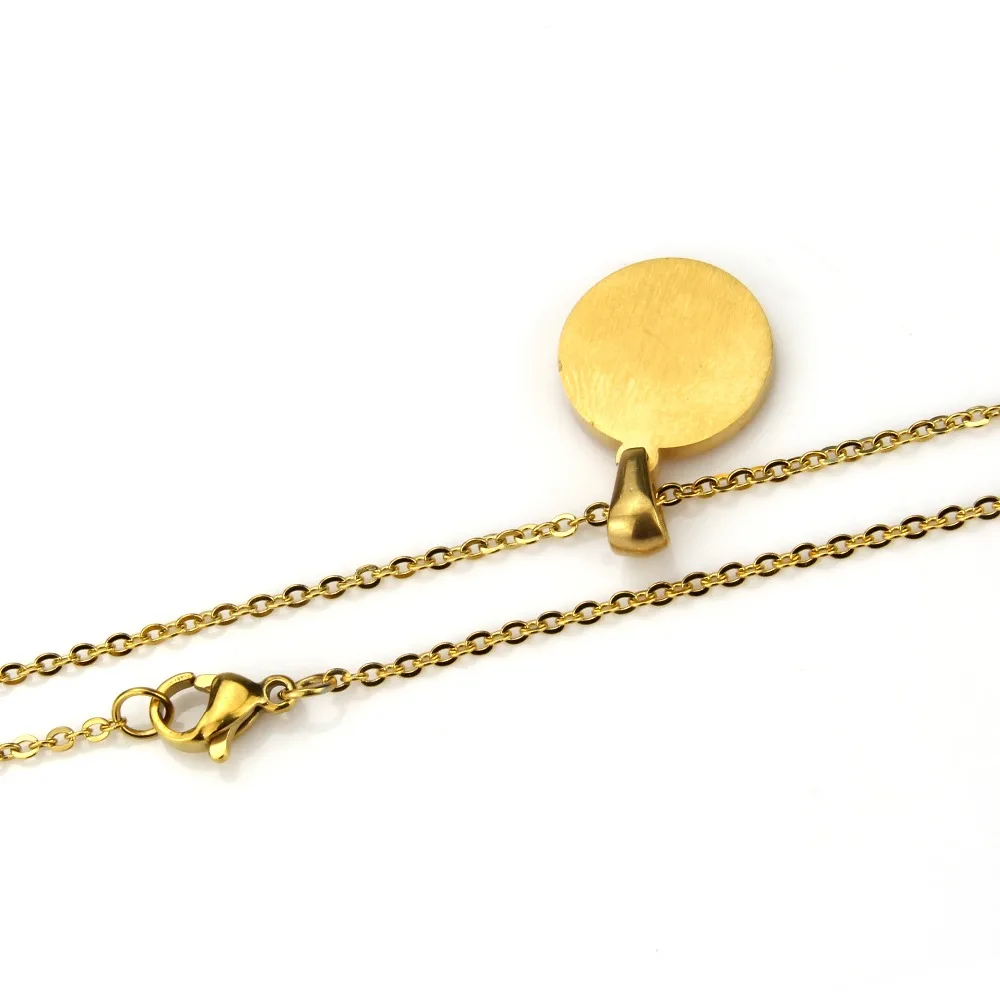 Unique Smiling Face Gold Stainless Steel Link Chain Round Shape Shell Spiritual Pendulum Pendant Necklace Jewelry Gift Party | Украшения и