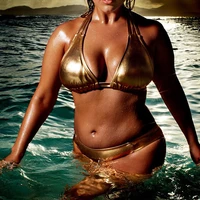 2018 super sexy women golden bikini set swimming suit bathing suit brazil plus size 4xl swimwear bottom ruched nightclub bikini
