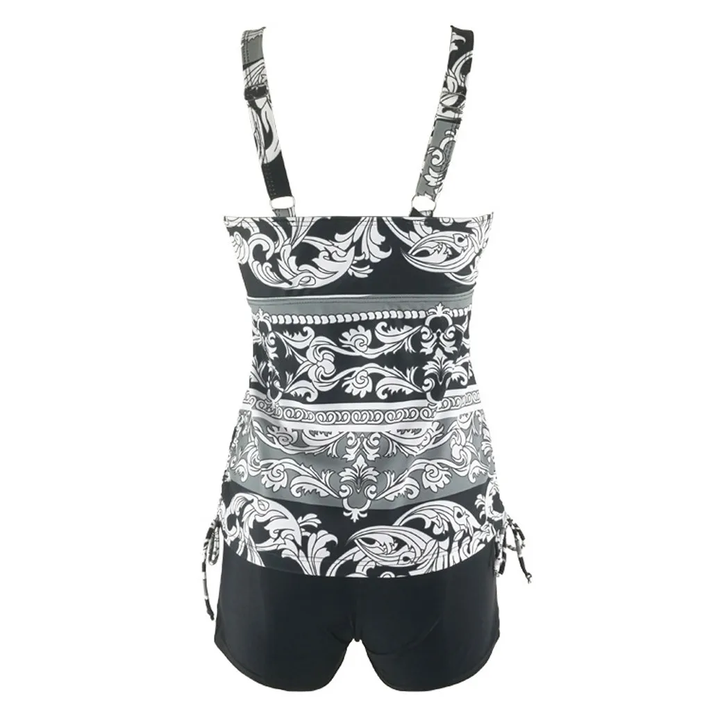 Женский купальник из двух частей танкини большого размера с шортами и v-образным