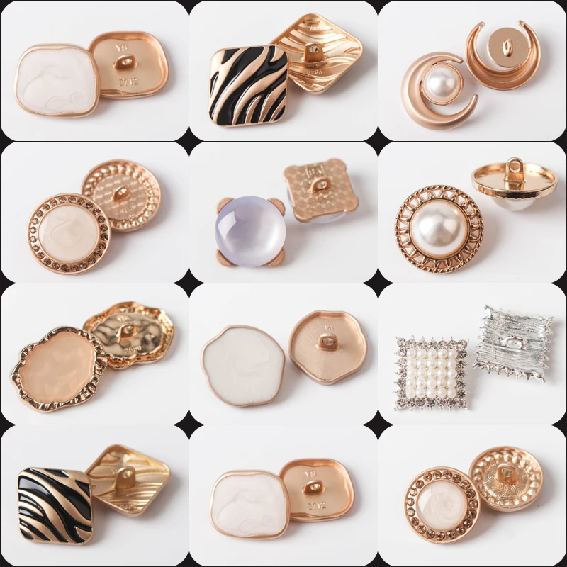 

5pcs High-grade metal buttons Children's woolen round pearl overcoat sweater of clothes buttons golden decorative buttons