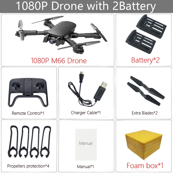 1080p Black 2B F M66 Wifi FPV RC Дрон 4K камера Квадрокоптер 1080P двойная камера Оптическое позиционирование потока фото Дрон Vs Visuo Xs816 SG106 - Цвет: 1080p Black 2B F