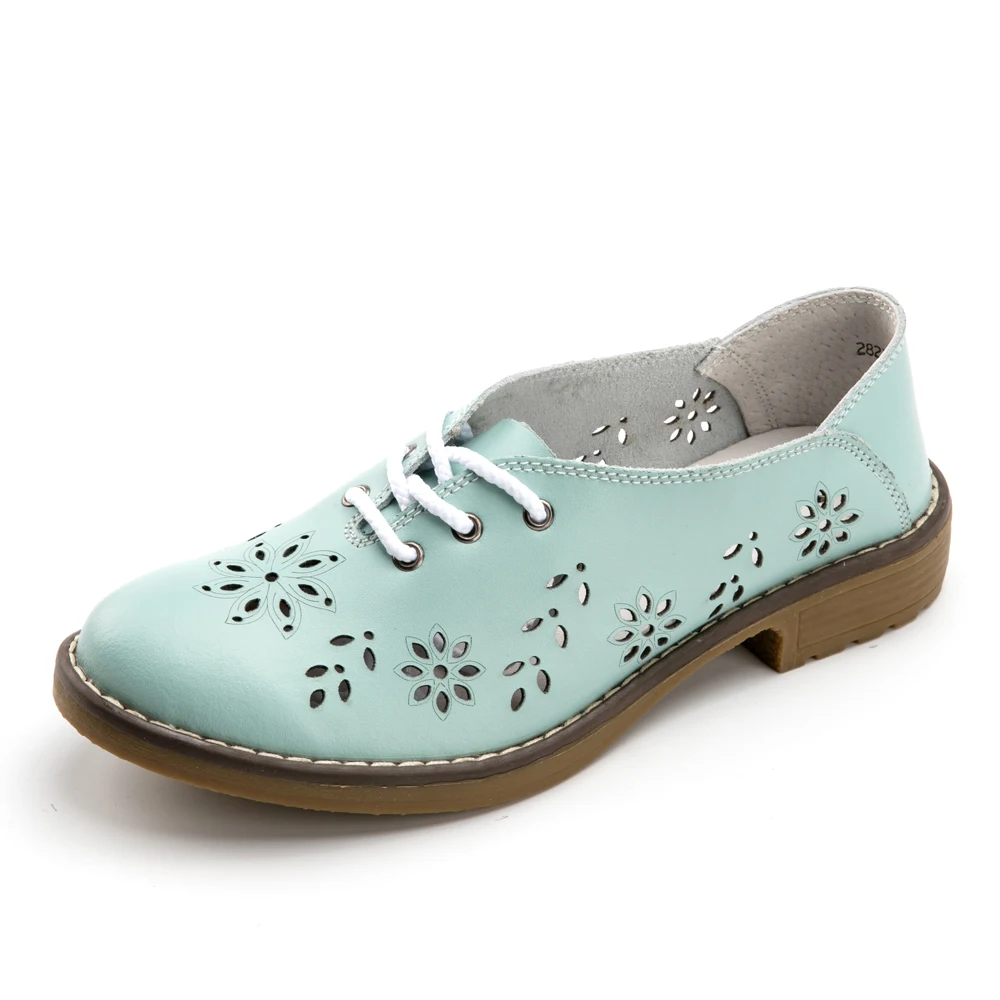 2823B Sky blue WeiDeng/Женская обувь на плоской подошве из натуральной кожи; повседневные женские ботильоны; дизайнерские оксфорды с перфорацией типа «броги» на шнуровке; модная обувь ручной работы с цветком - Цвет: 2823B Sky blue