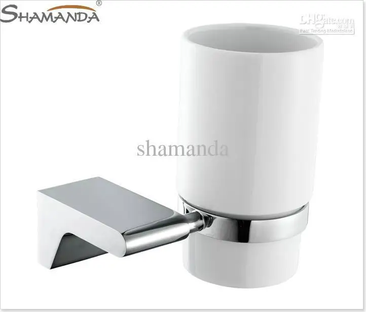 to tap Single Tumbler Holder Toothbrush Cup Brass Base with Chrome finish+Glass Bathroom Accessories-97016 placa le | Обустройство