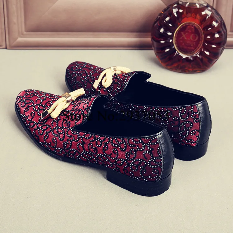 Мужские туфли с бантом бордовые шипами лоферы на плоской подошве свадебные 2017|dress