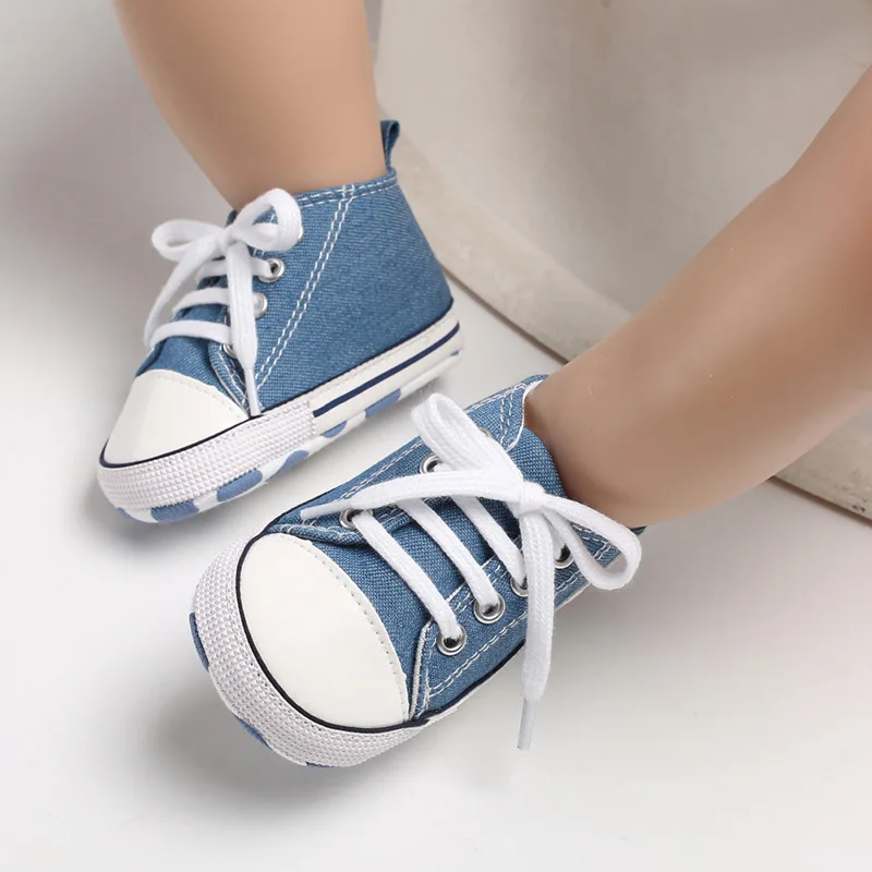 Model 1-Jeans Star Новые Детские парусиновые Кроссовки для новорожденных, спортивная обувь для маленьких мальчиков и девочек, детские, с мягкой подошвой, Нескользящие, для первых шагов 0-18 месяцев - Цвет: Model 1-Jeans Star