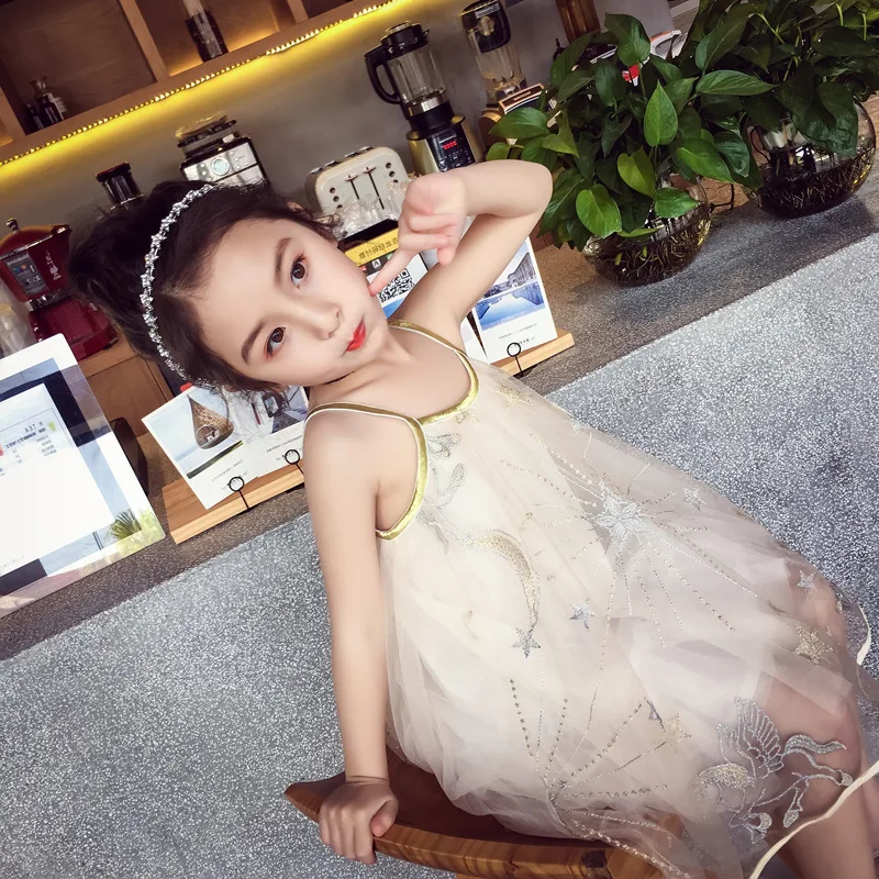 Summer cute girls sweet embroidery mesh slip dress 2-6 years baby girl fashion princess dresses | Детская одежда и обувь