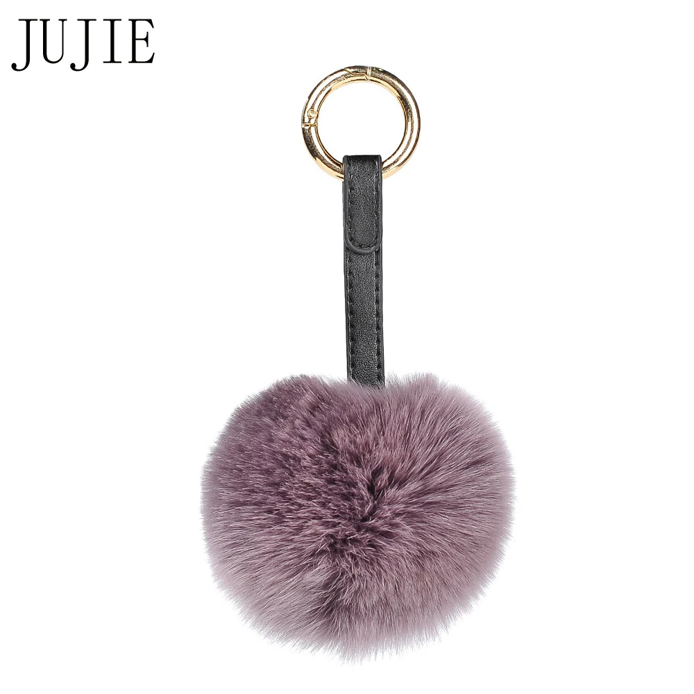 

JUJIE Three Colors Big Hairball Keychains zinc alloy High Quality Fashion Bijoux Car key Accessories Mobile Phone Pendant