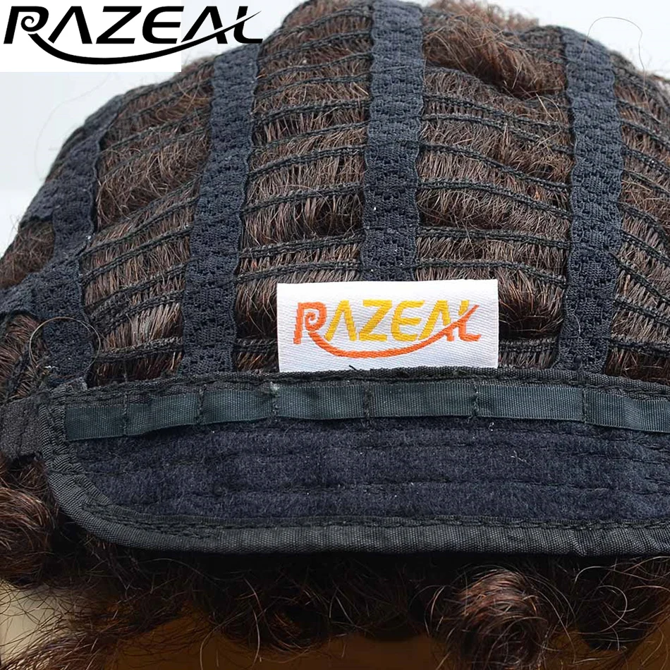 Razeal афро кудрявые короткие синтетические нет кружева передний парик для