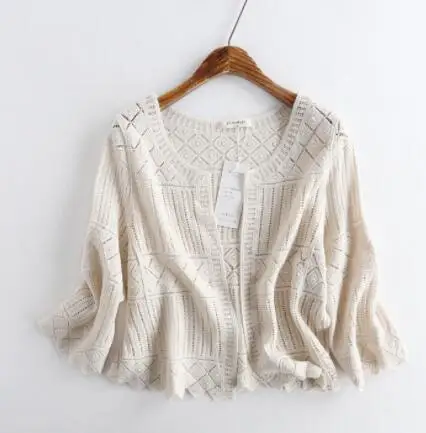 beige SEDUTMO летний кружевной кардиган блузка женская трикотажная туника Короткое Кимоно блузки осенние белые Boho Топы пляжная рубашка ED752 - Цвет: beige