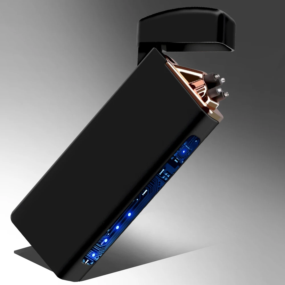 Электронная перезаряжаемая USB Зажигалка Ветрозащитная сигарета для курения двойная дуга более легкий импульс крест плазменная зажигалка с подарочной упаковкой