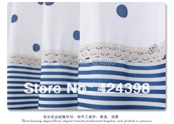 Современные деревенские оконные шторы синие белые в полоску принтованная ткань