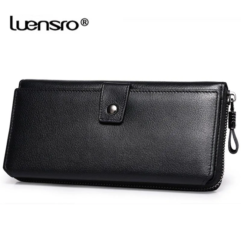 Длинный кошелек LUENSRO из натуральной кожи для мужчин повседневный бумажник
