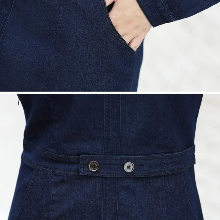 

#2706 Summer Denim Dresses Women Thin Korean Fashion Slim High Waist Jeans Dress Embroidery Elegant V-neck Jeans Woman Dress