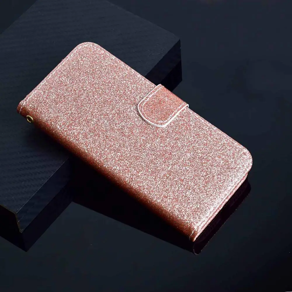 rose gold Флип-кошелек кожаный розовый золотой чехол для телефона для iPhone X XS Max XR роскошный флэш-порошок чехол для iPhone 6 7 8 Plus отделение для карт сумка - Цвет: rose gold