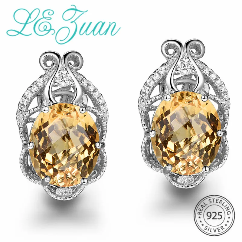L& zuan 9.87ct натуральные цитриновые серьги 925 пробы серебряные трендовые серьги ювелирные изделия серьги для женщин Рождественский подарок