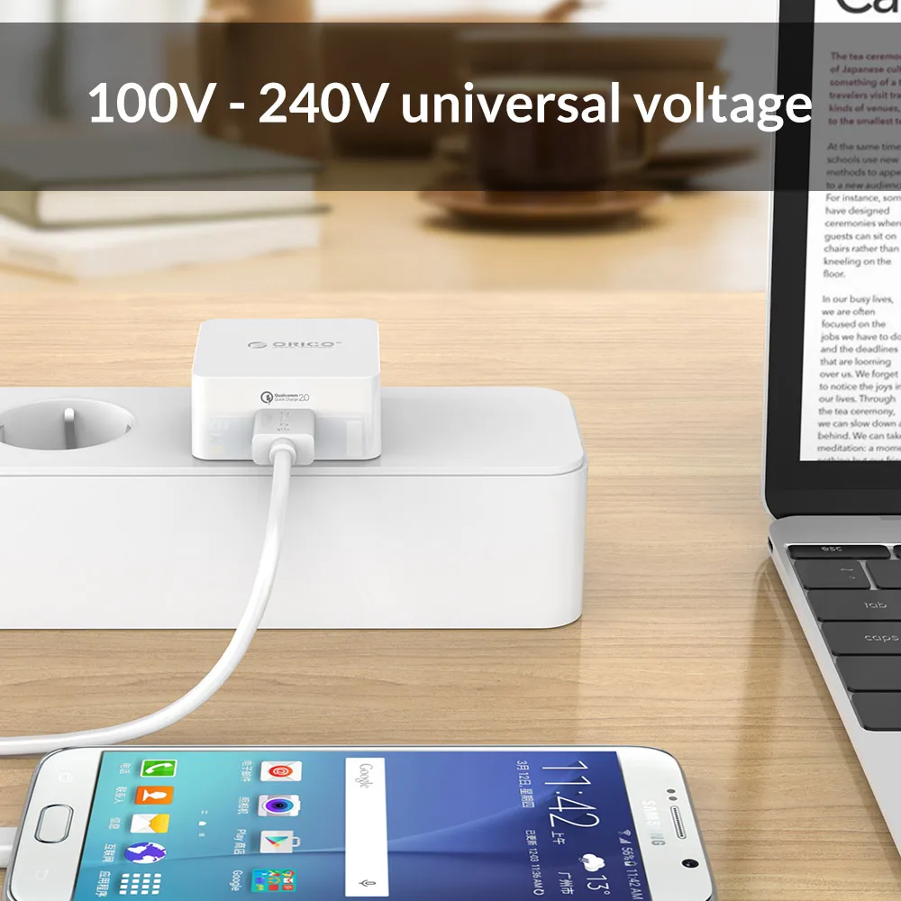 ORICO Быстрая зарядка QC 2,0 USB Мобильный телефон USB настенное настольное зарядное устройство с бесплатным микро USB кабелем для iPhone iPad samsung Xiaomi S8