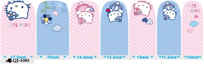 14 шт./лист 14 Тип hellokitty ногтей Обертывания 3D на весь ноготь Стикеры дизайнерские наклейки для ногтей Переводные картинки макияж тату Маникюр Инструмент - Цвет: QJ-1085 1sheet
