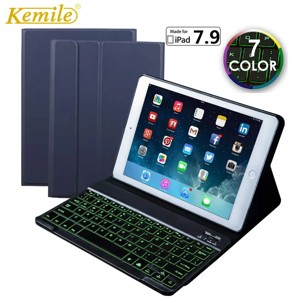 Чехол с клавиатурой подсветкой для iPad mini 5 7 9 2019 ультра тонкий смарт Стенд кожаный