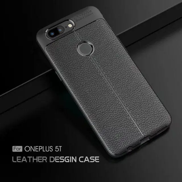 For OnePlus 5T Luxury Shockproof Leather Skin Soft Rubber TPU Slim Case Cover |