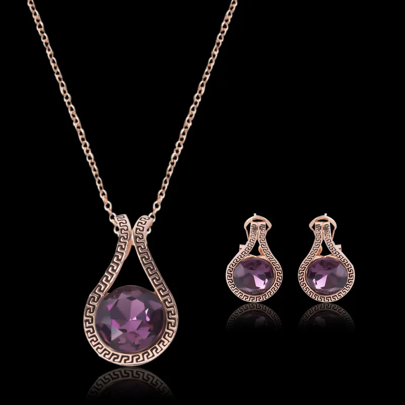 Мода уникальная личность капли воды круглый ожерелье серьги комплект ювелирных