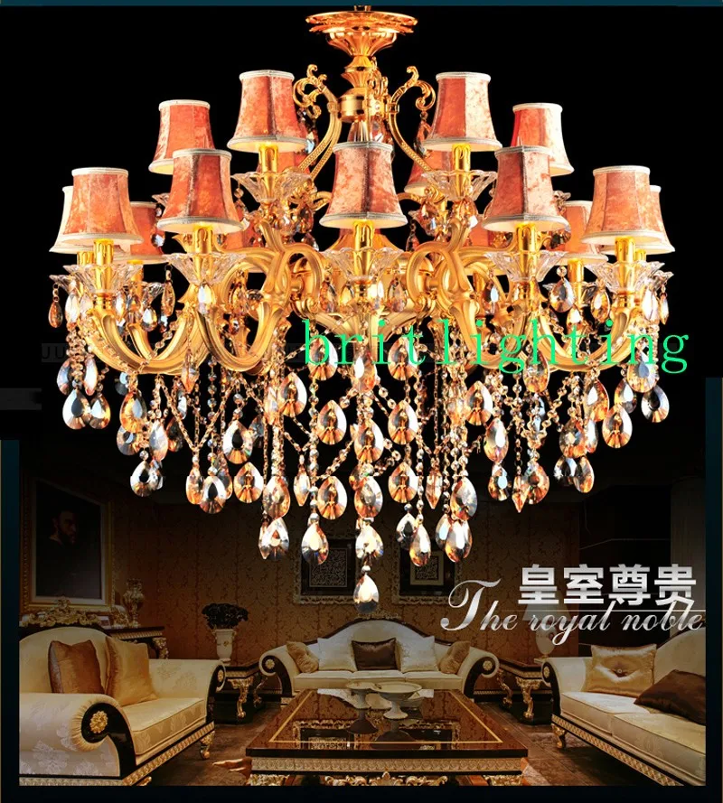 Современный Большой роскошный лобби led Хрустальные люстры Золото классическая