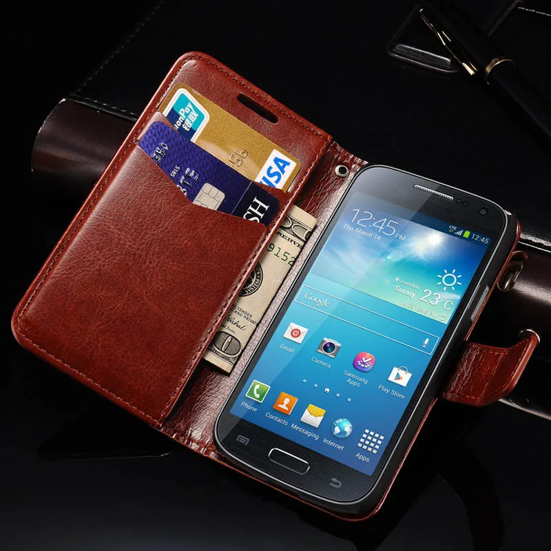Кошелек кожаный чехол для samsung Galaxy S4 Mini i9190 Coque флип телефон сумка мини чехлы с