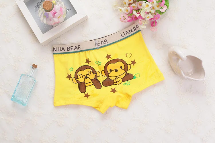 4 шт./лот для маленьких мальчиков хлопковое нижнее белье застенчивый обезьяна