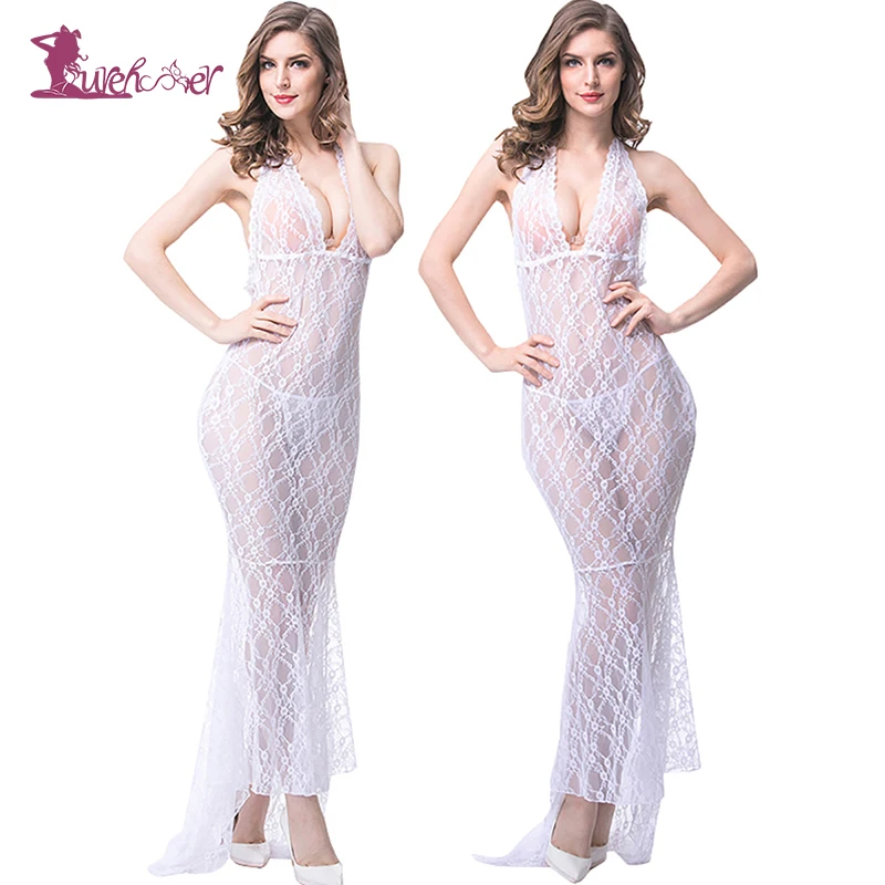 Lurehooker 2017 Сексуальное ГОРЯЧЕЕ нижнее белье открытое кружевное длинное платье для